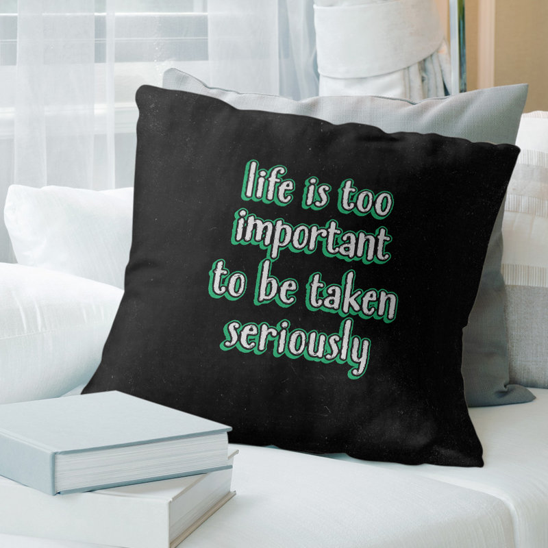 Coussin Life & Levity, 26 po x 26 po, Vert, Housse de coussin seulement - sans coussin