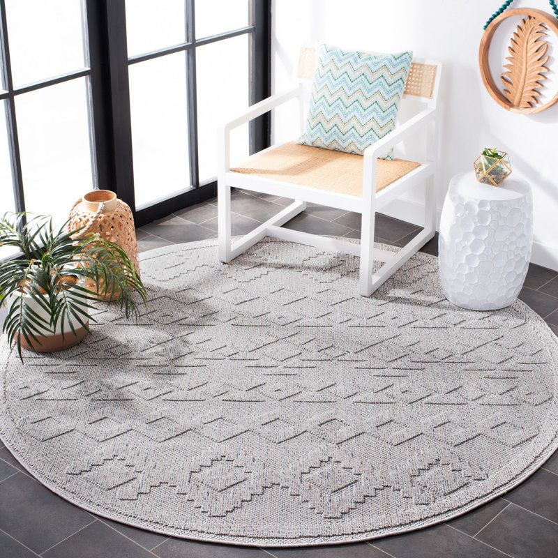 Amrom Southwestern Indoor/Outdoor Area Rug, Round 6'7"