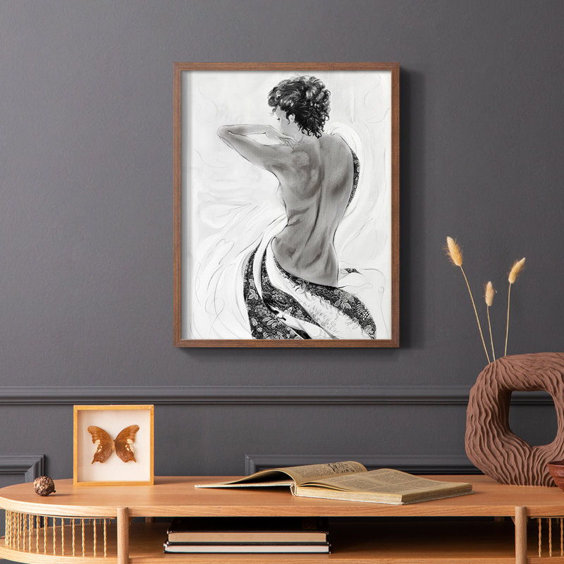 «Solitude S Croquis II», reproduction encadrée - bois massif, Brun, H 14 po x l 11 po