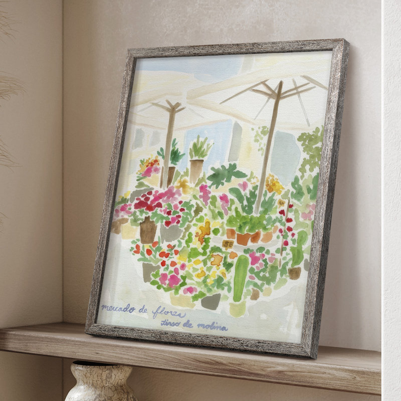 Tirso Flower Market I, reproduction encadrée - bois massif, H 21 po x l 17 po