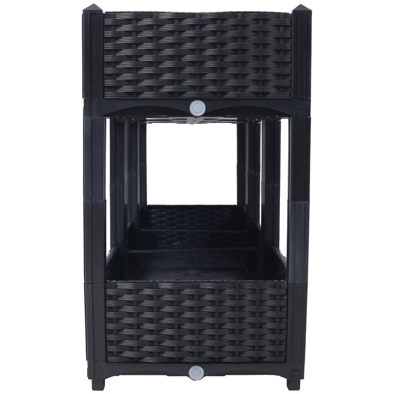 Elevated Planter Garden Box with Drainage - Outdoor Standing Planter for Gardening, 27.7" H x 15.7" W x 31.5" D, Black