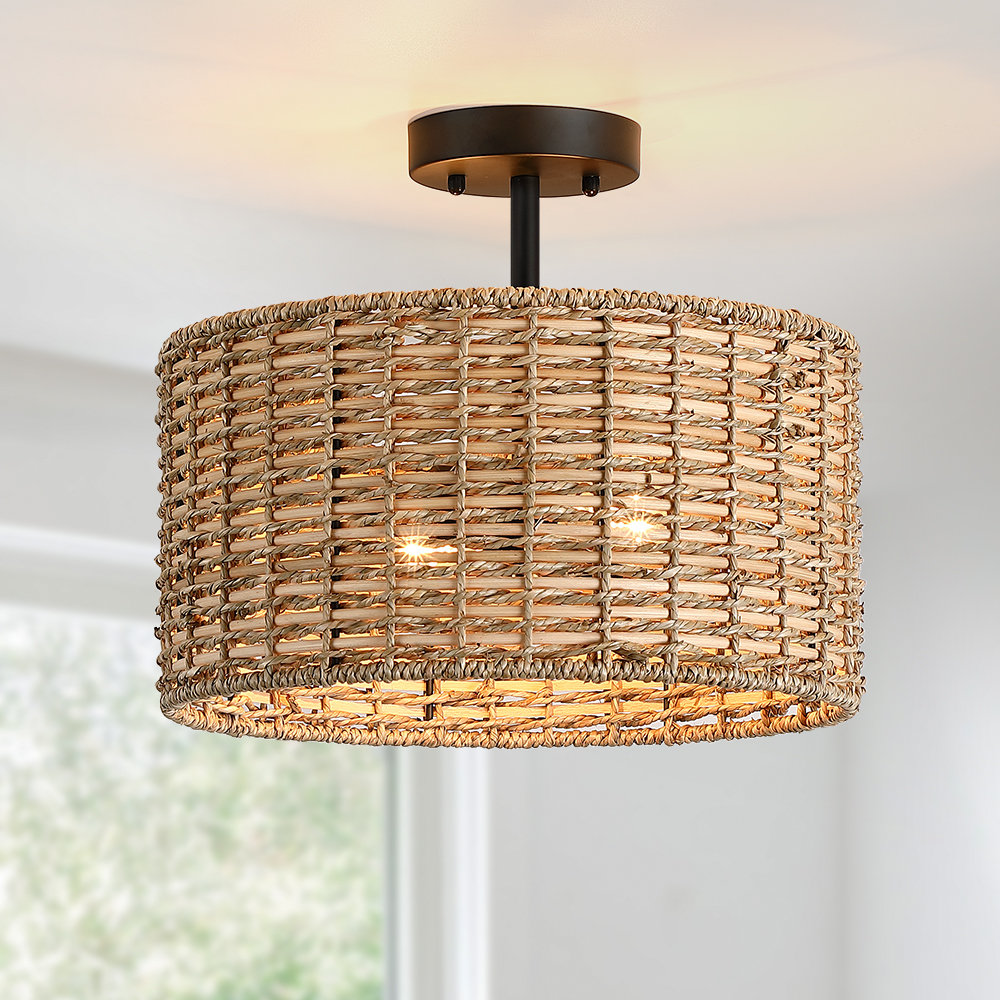 Lannister Rattan Semi Flush Mount Bay Isle Home™