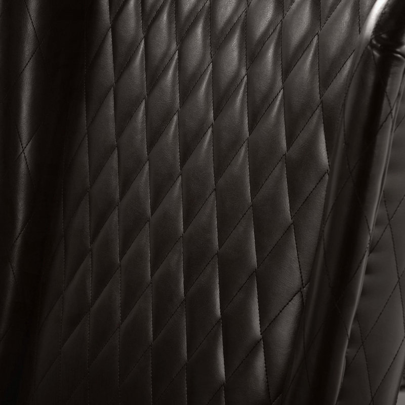 Fauteuil d'appoint à dossier haut en similicuir - dossier à oreilles - pieds en bouleau, Marron foncé