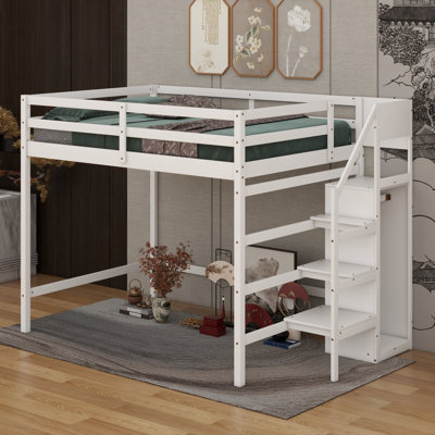 Full Size Loft Bed (Built-In Storage Wardrobe + Staircase) – Ideal For Large Bedrooms