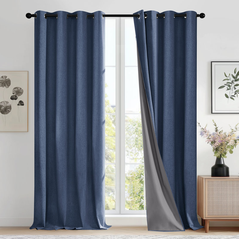 Ipswich Blackout Thermal Grommet Curtain Panels, 52" W x 45" L, Blue