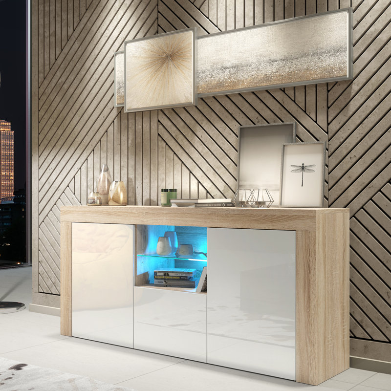 Bimlesh Unfinished TV Stand for TVs up to 48", Oak/White