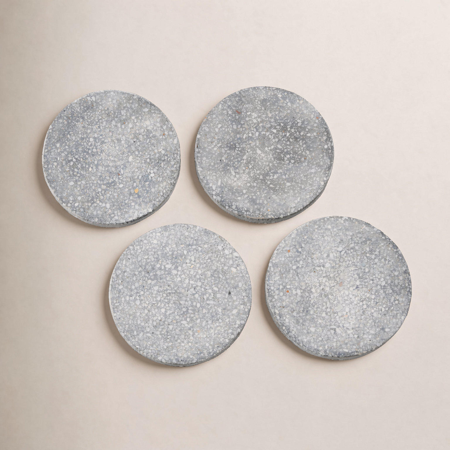 Devi Stone Round Coaster Set, Gray