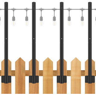 Ensemble de 4 lampadaires d'extérieur de 2,8 pi avec clôture et support