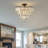 20" Crystal Chandelier Ceiling Light, Modern Luxury 10-Light Flush Mount Light Fixture, Elegant Home Lighting For Living Room, Dining Room, Bedroom (No Bulbs)-1796308819