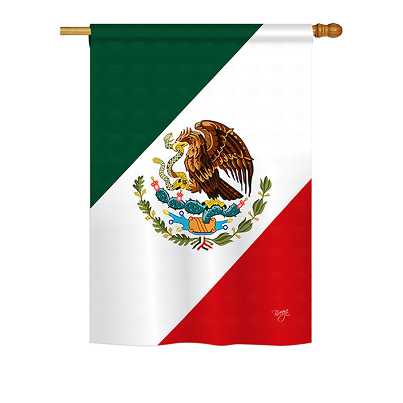 Drapeau de jardin en polyester à 2 côtés mexico, H 18,5 po x l 13 po, Polyester