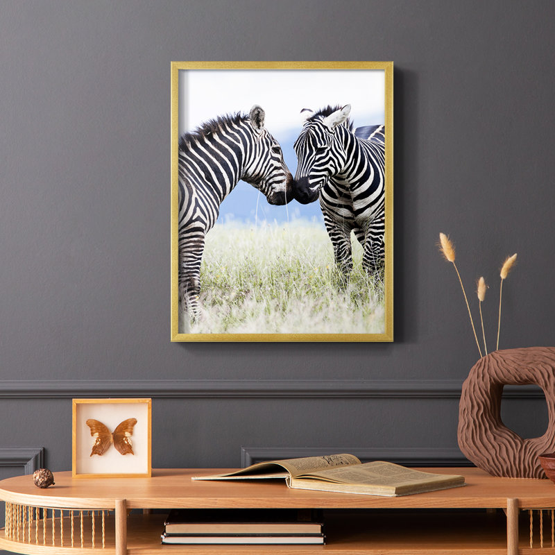Affection africaine, reproduction encadrée - bois massif, Cadre doré simple, H 10 po x l 8 po