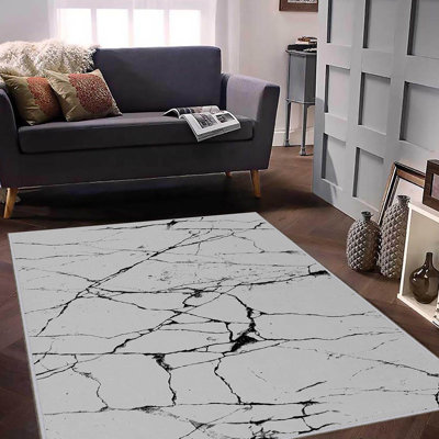Stylish Woven Carpet, 5.2 x 7.5 Feet | 100% Polyester, 0.3 in Pile Height, Antibacterial, Non-Slip PVC Dot Underside | Machine Washable, 3D Digital Print | Perfect for Living Room, Bedroom & Home Décor