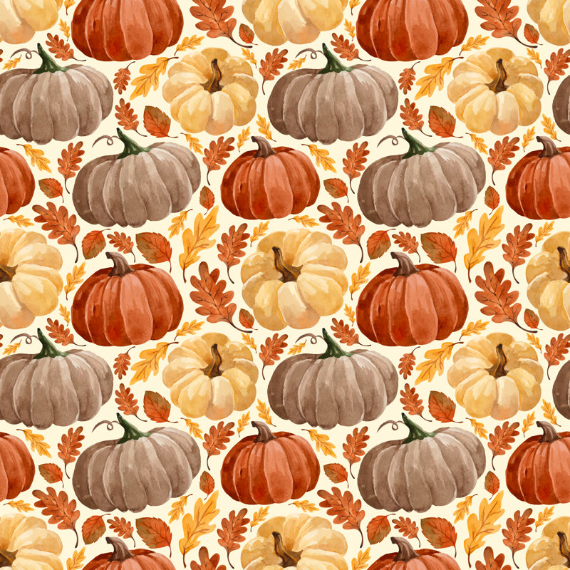 Watercolor Pumpkins And Leaves - Wrapped Canvas Painting, 30cm H x 30cm W x 3.8cm D
