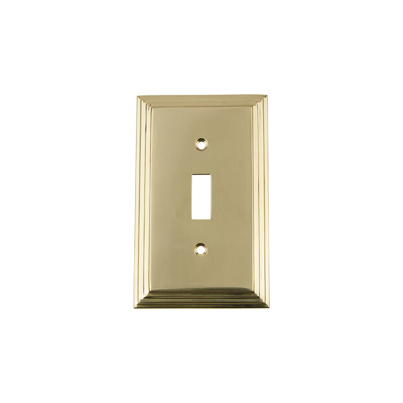 Deco 1-Gang Toggle Light Switch Wall Plate, Unlacquered Brass