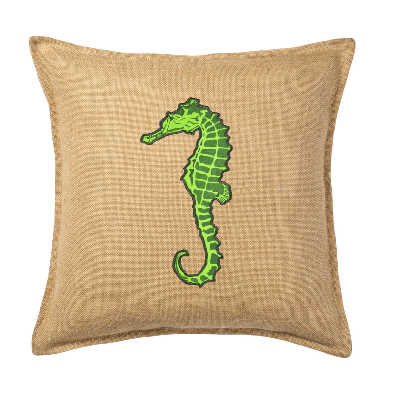  Coussin en toile de jute, Cheval vert