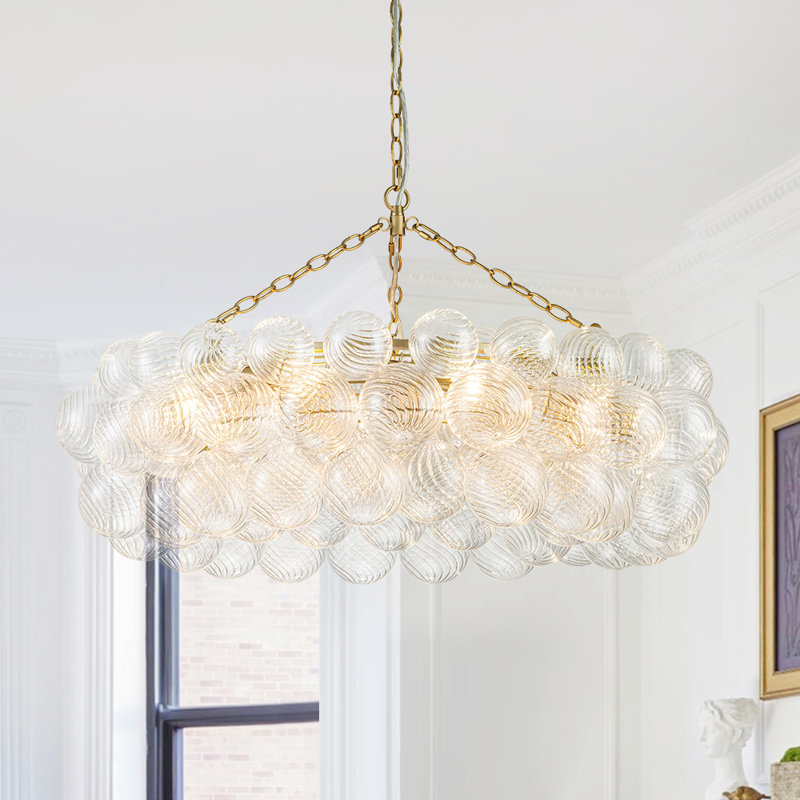 Theresa Cluster Chandelier with Glass Accents, 8, 19.69" H  x 32.68" W x 32.68" D