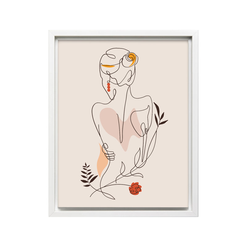 Boho Lady Outline No1, Canevas, H 18 po x l 24 po, Encadrement blanc