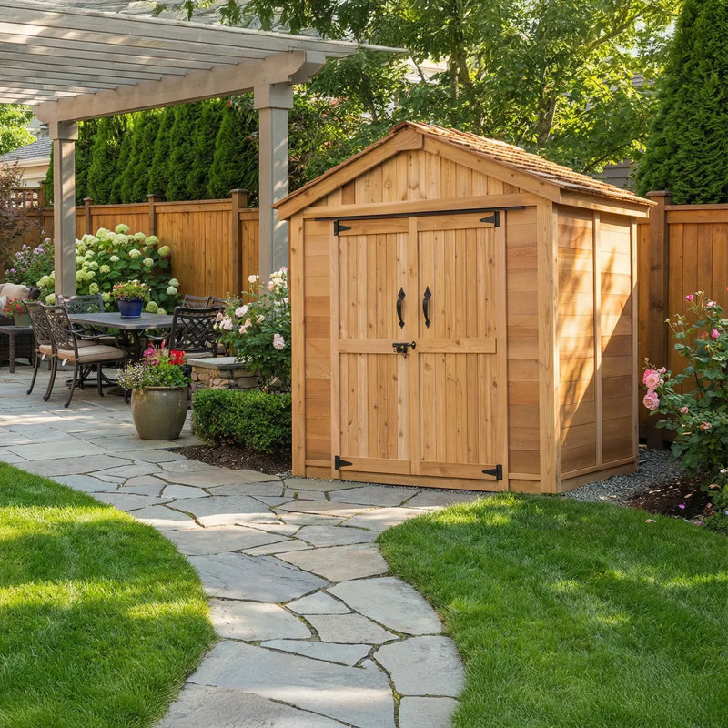 6 ft. W x 4 ft. D Double Door Cedar Wood Storage Shed