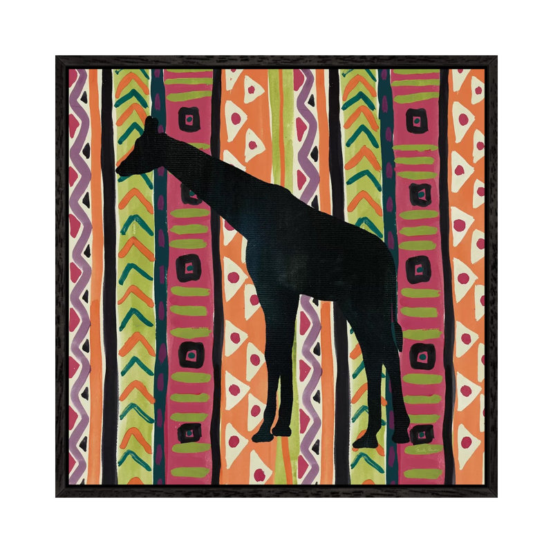 African Animal III Jewel by Farida Zaman - Print on Canvas, Black Framed, 66.04cm H x 66.04cm W x 3.81cm D