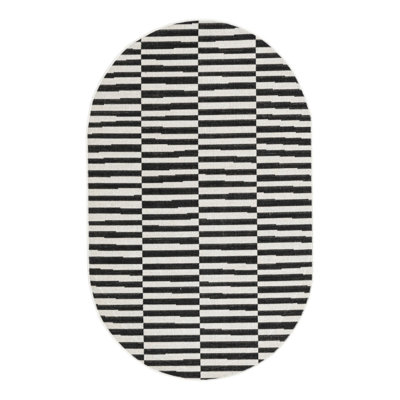 Tapis rayé ivoire / noir Arzilla