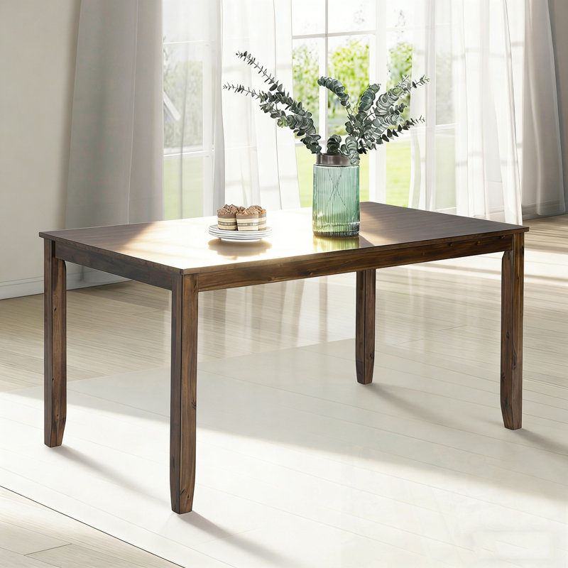 Table de salle à manger rectangulaire en bois avec pieds robustes, Noyer