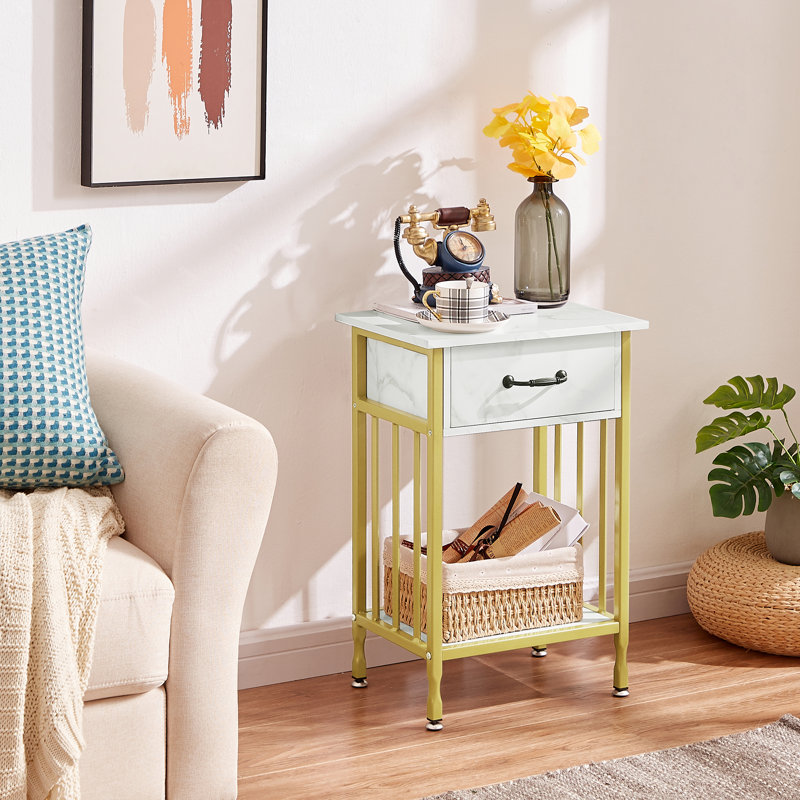 Kempst 15.7'' W Nightstand, Gold/White, Set of 2