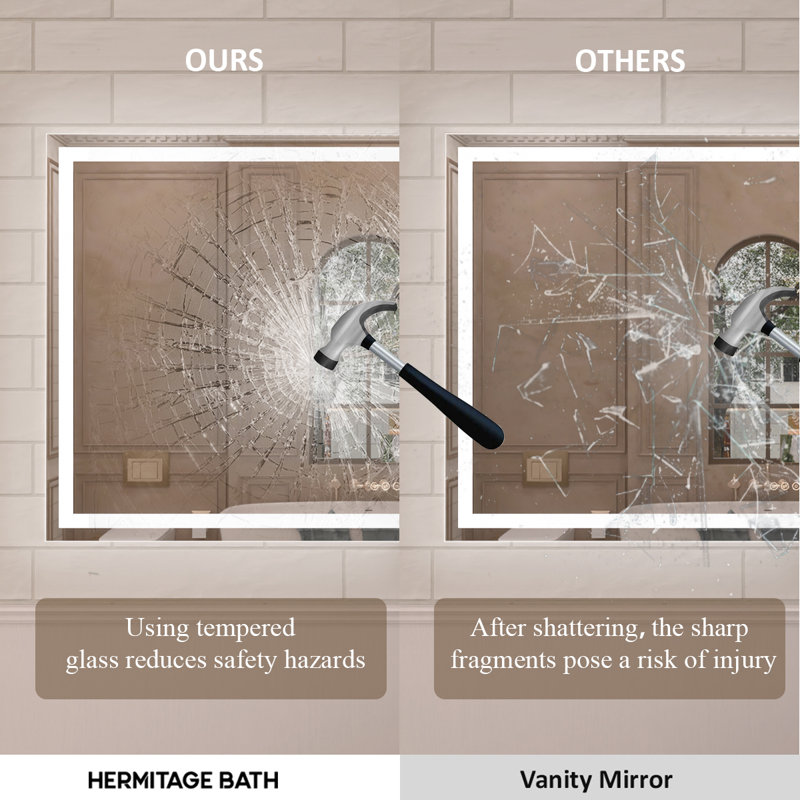 Currin 60 in. W x 36 in. H Rectangular Frameless LED Wall Bathroom Vanity Mirror, 36" x 60"