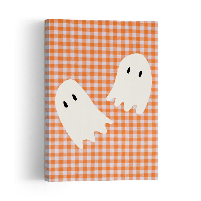 Playful Halloween Ghosts Playful Abstract Contemporary Autumn Wall Art Print 1 Piece Wrapped Canvas Wall Art