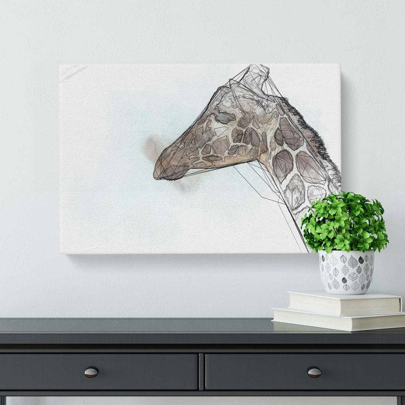 Giraffe Profile In Abstract - Wrapped Canvas, 50cm H x 76cm W x 3cm D