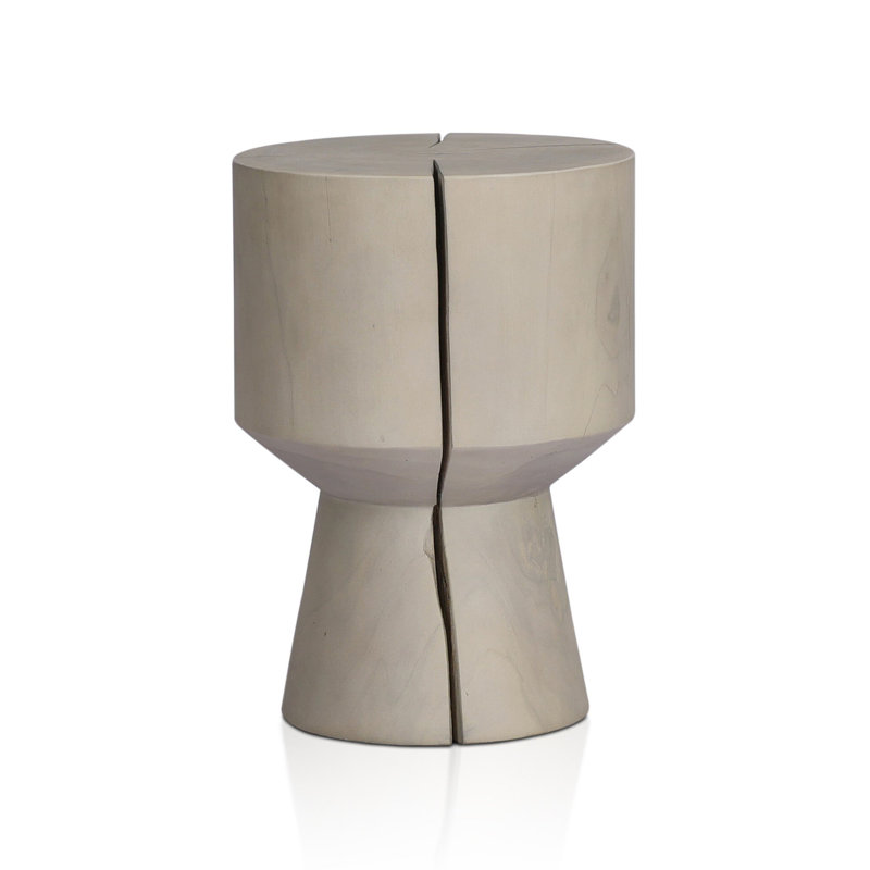 Jovie Outdoor Round Teak Side Table, Ivory Teak