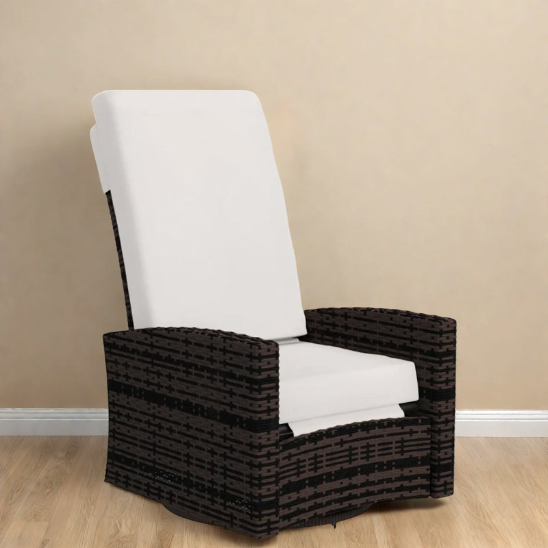 Fauteuil inclinable kaki en rotin, structure en acier et chaise d'extérieur moderne
