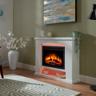 Larry Castleton Fires & Fireplaces 101 cm W White Electric Fireplace with 6824.28 BTU