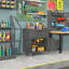Armoire roulante pour outils de garage - 1 tiroir, compartiments verrouillables, 360 roues pivotantes, rangement robuste noir et gris, 2 portes verrouillables,