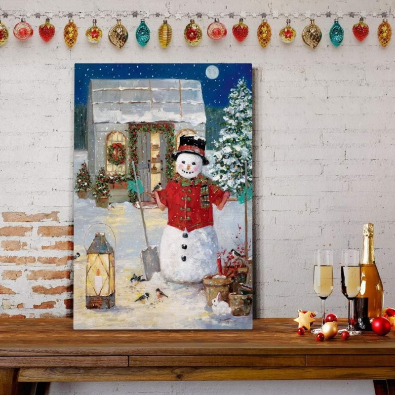 Art mural en toile 24 po x 36 po Snowman