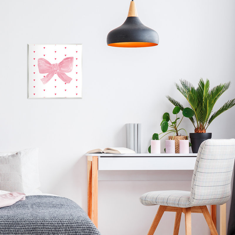 Plaque murale «Pink Bow on Hearts» par Lucille Price