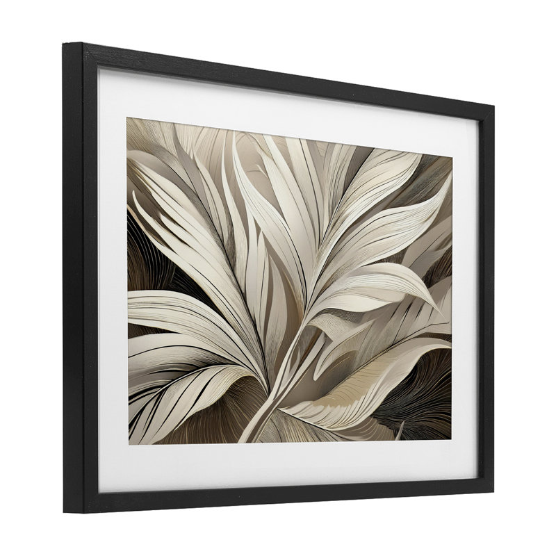 «White Palm Curves», reproduction d'art sous verre encadrée par Norm Stelfox, H 14 po x l 20 po, Cadre noir minuit
