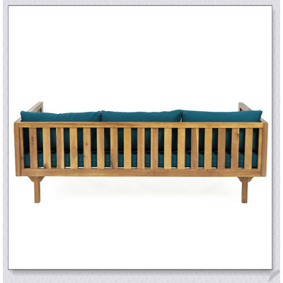 CLAREMONT 3 SEATER DAYBED WITH RATTAN ARMS, Durable Acacia Wood and Water-Resistant Cushions for Outdoor Comfort