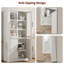 Armoire de cuisine de 70 po de hauteur avec 4 portes en verre et tablettes réglables, armoire de rangement autoportante Farmhouse-476085489