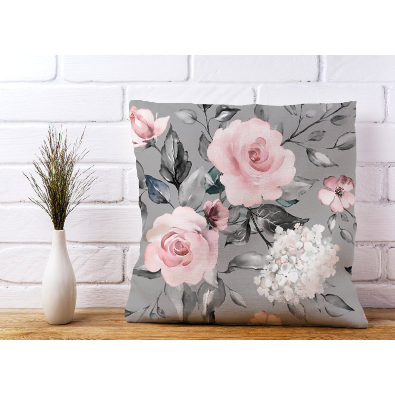 Burkart Roses Floral Square Throw Cushion