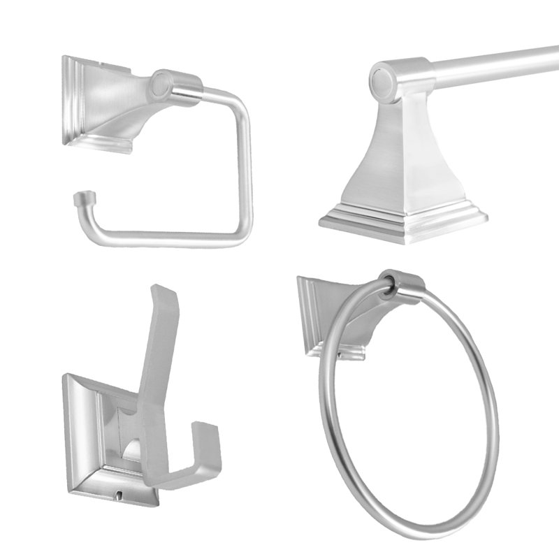 Leonard 4 - Piece Bathroom Hardware Set, Satin Nickel