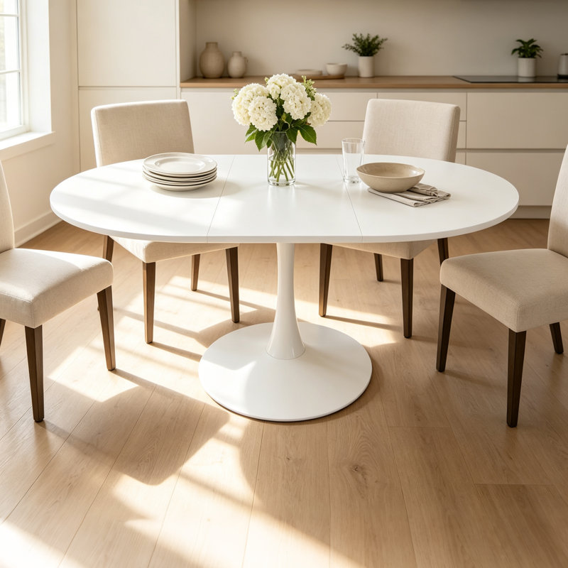 Table de salle à manger Mid-Century, Blanc