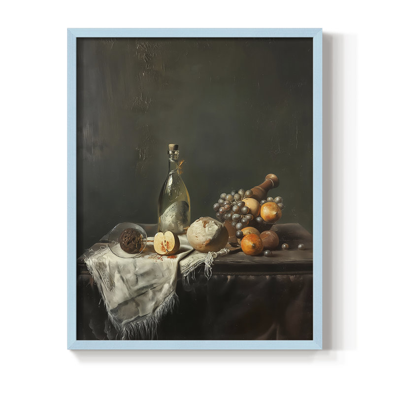 Reproduction encadrée FLORAL Series DCCX III - bois massif, Bleu, H 15 po x l 12 po