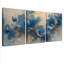 Tableau sur toile tendue à motif floral bleu avec accents dorés (paquet de 3)-118089097