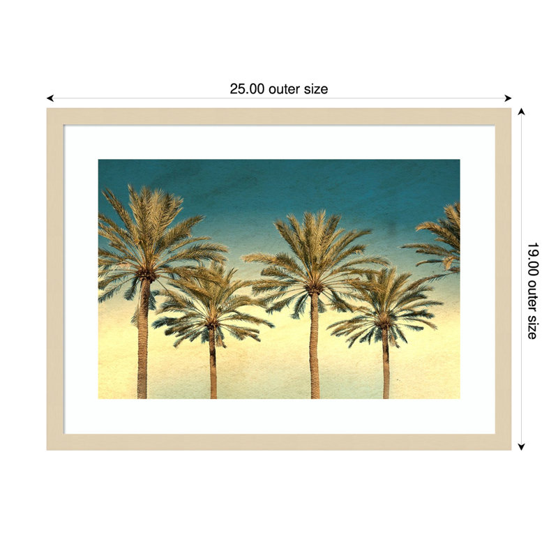 «Distress Palm Trees» par Daniel Stein, reproduction d'art encadrée sur bois, H 19 po x l 25 po