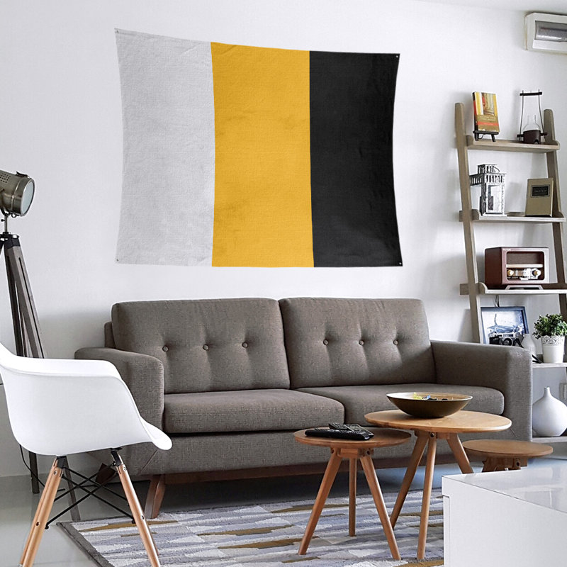 Tapisserie de polyester Pittsburgh, H 51 po x l 60 po, Blanc / Pittsburgh Gold / noir