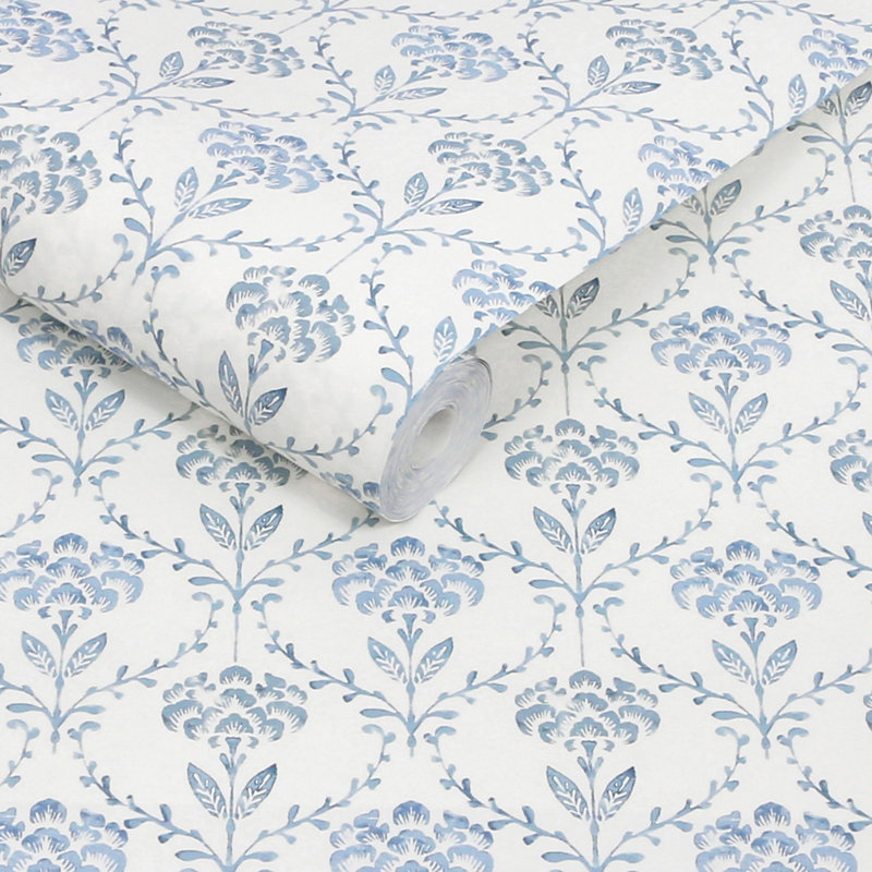  Chateau Fleur Ochre Wallpaper, Blue