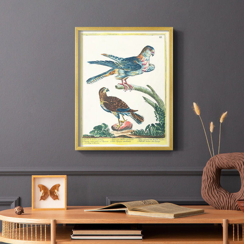 «Pastel Birds III», reproduction encadrée - bois massif, H 14 po x l 11 po