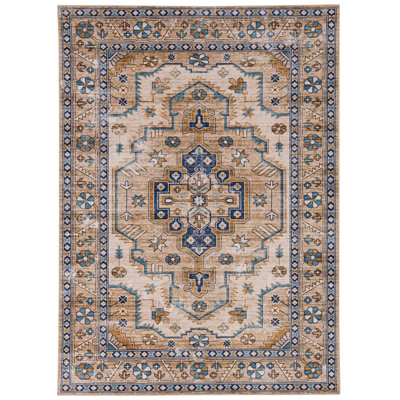 Aspers Machine Washable Ivory and Gold Area Rug
