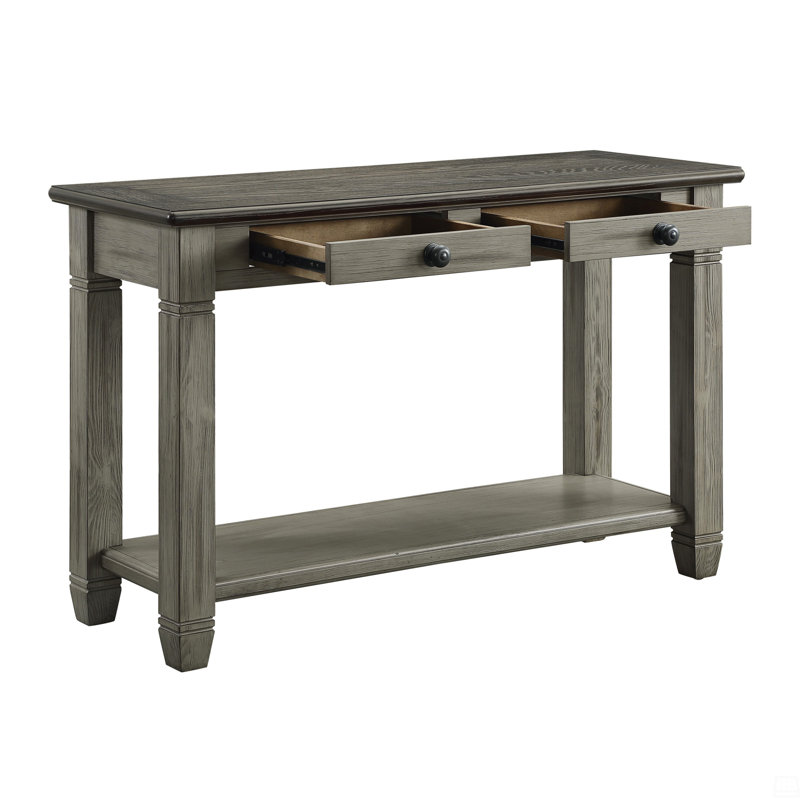 Table de canapé 1 pièce avec tablette inférieure à 2 tiroirs, Gris