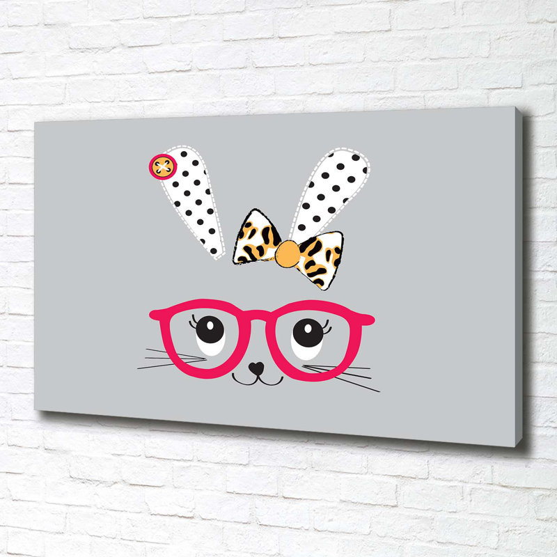 Rabbit With Glasses - No Frame Print on Canvas
